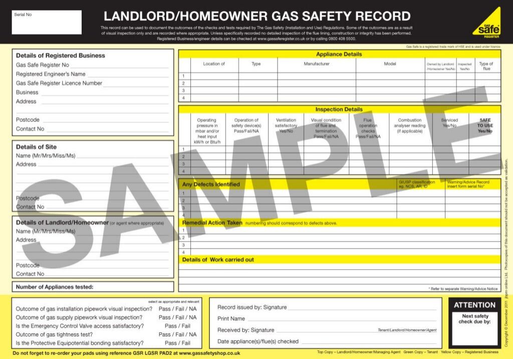 gas safety certificate - cp12